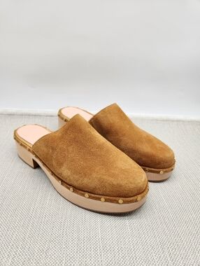 J Crew Size 8 Leather Clog Tan Brown Mules Boho Hippie